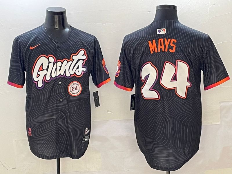 Men San Francisco Giants #24 Mays Black Second generation Joint Name Nike 2025 MLB Jersey style 8